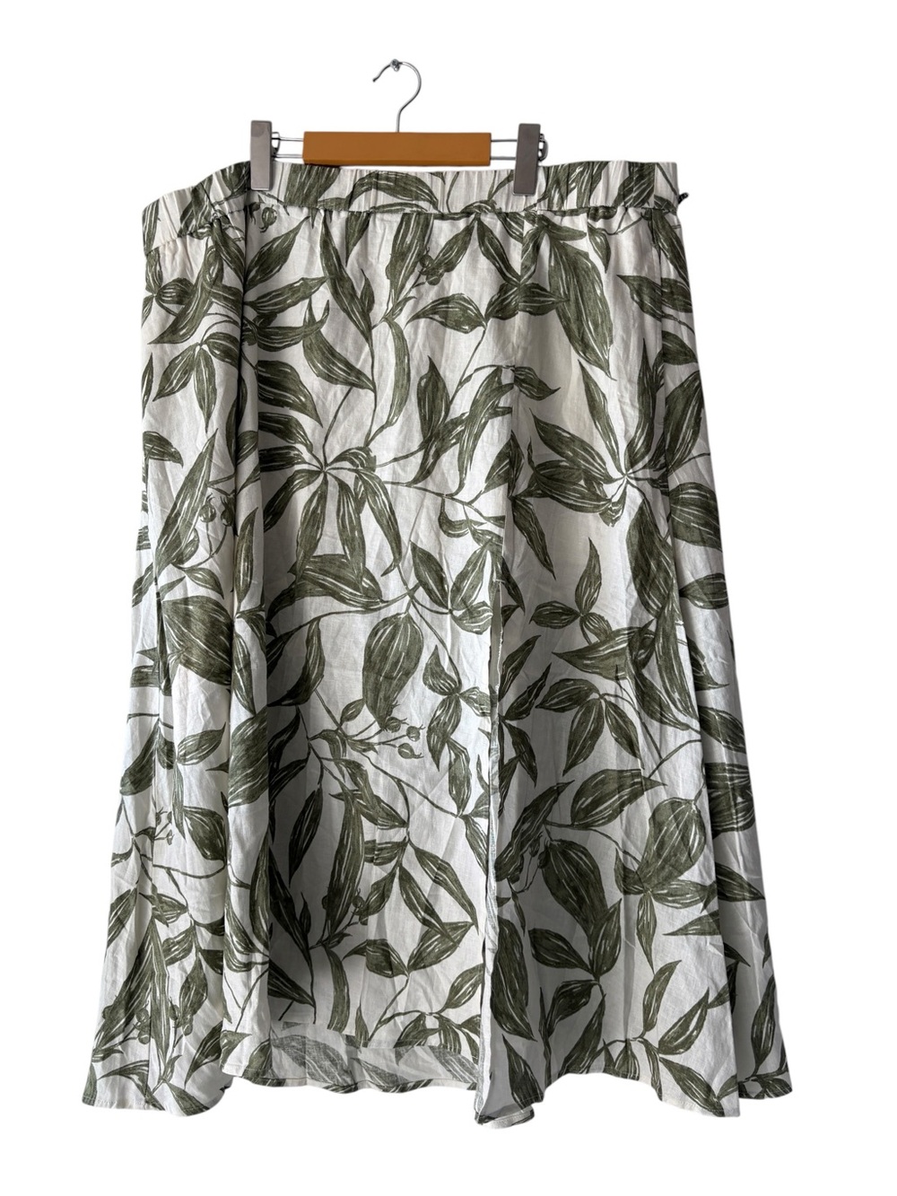 Reitmans Linen-Blend Midi Skirt Set Green Leaf Pattern High Side Slit Size XXL - Picture 7 of 16